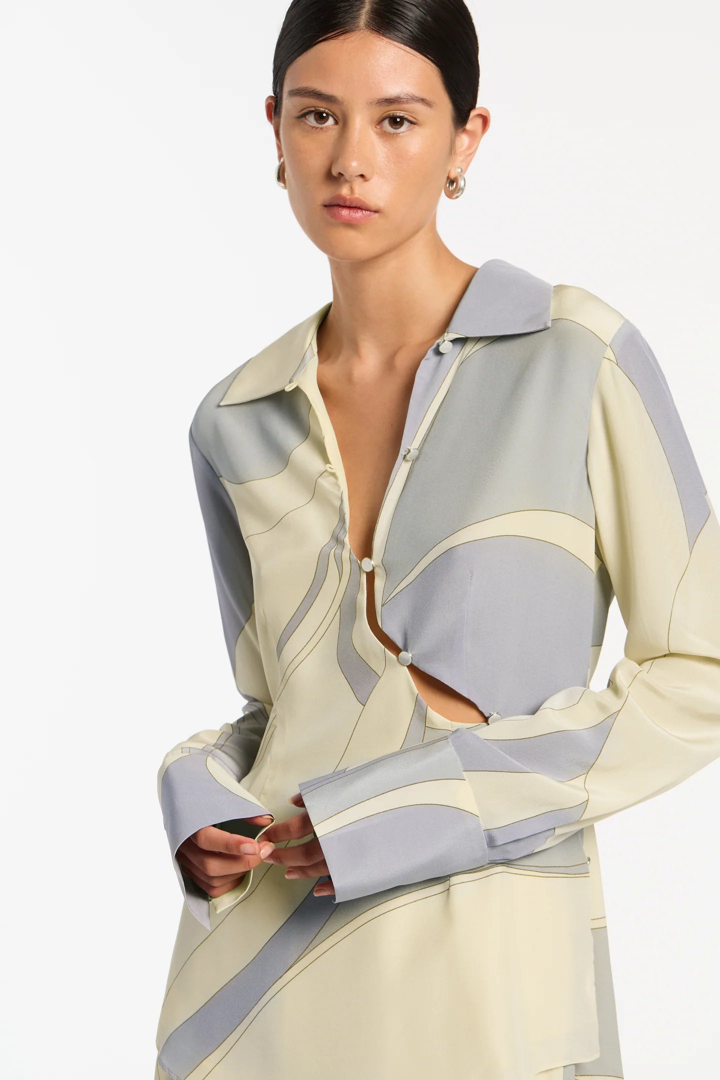 Adrianna Buttoned Shirt and Pant Set in Cesco Print